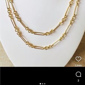 14k yellow gold fancy trombone style chain bar/ link 18” necklace